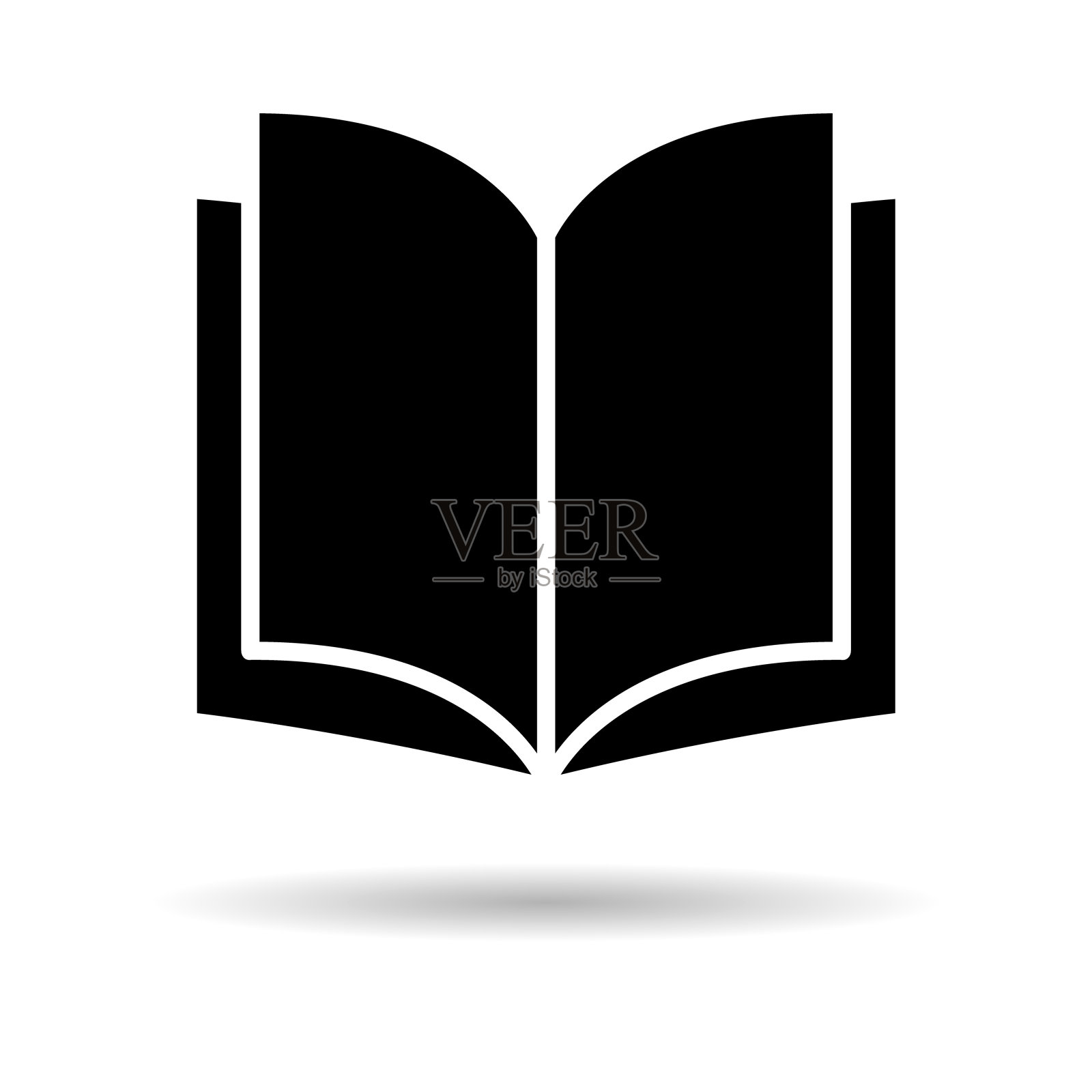 图书图标,开放教育教科书,图书馆矢量插图符号。学习设计孤立在白色背景上插画图片素材