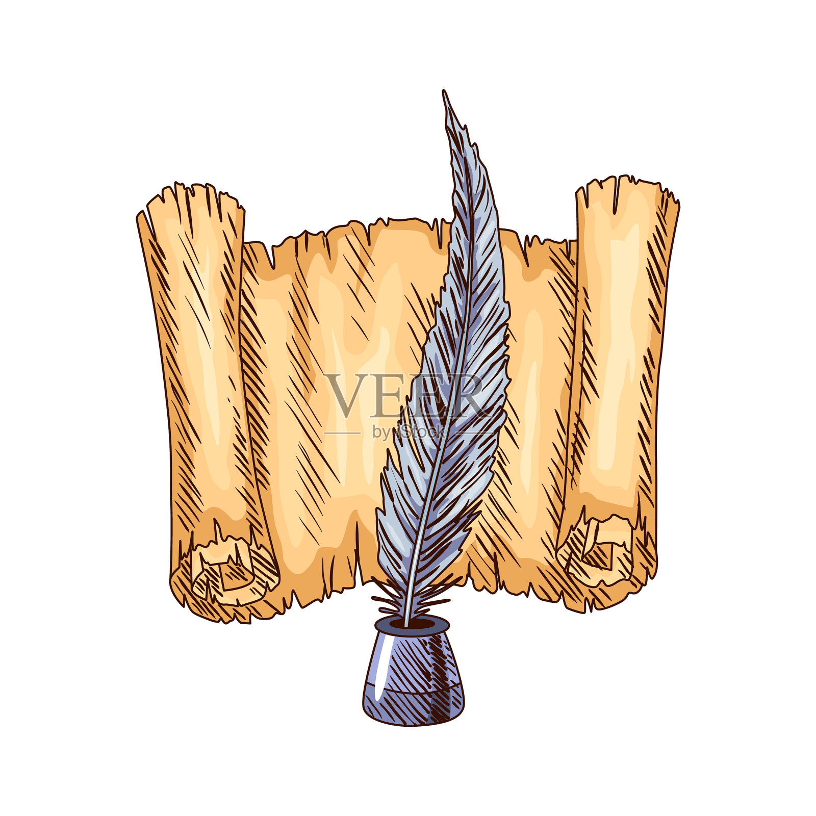 旧书旧卷纸带着复古设计元素图片