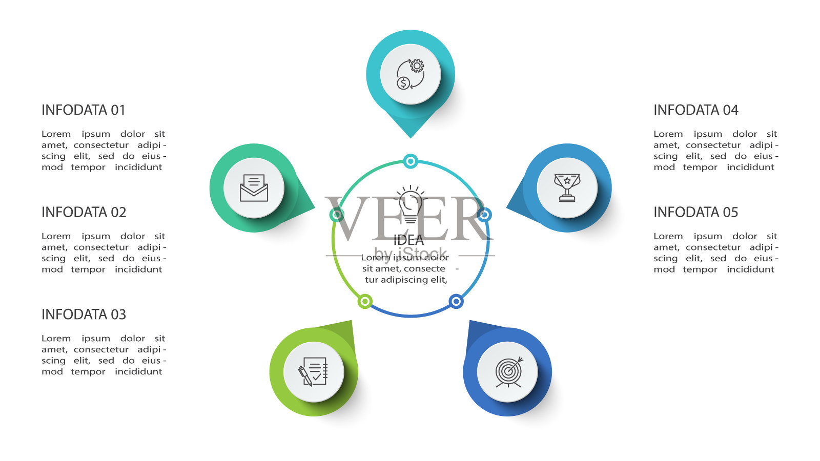 信息图的创意概念与5个步骤插画图片素材