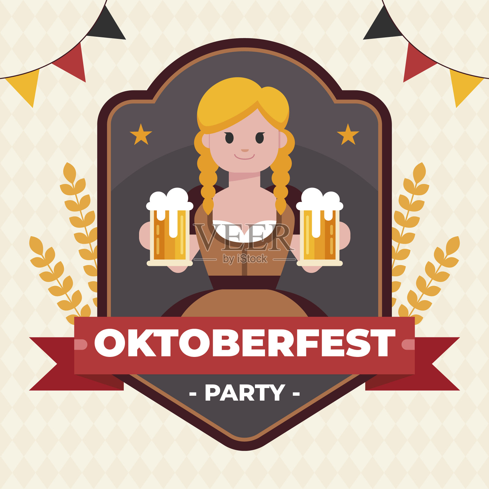 平的啤酒节插画图片素材