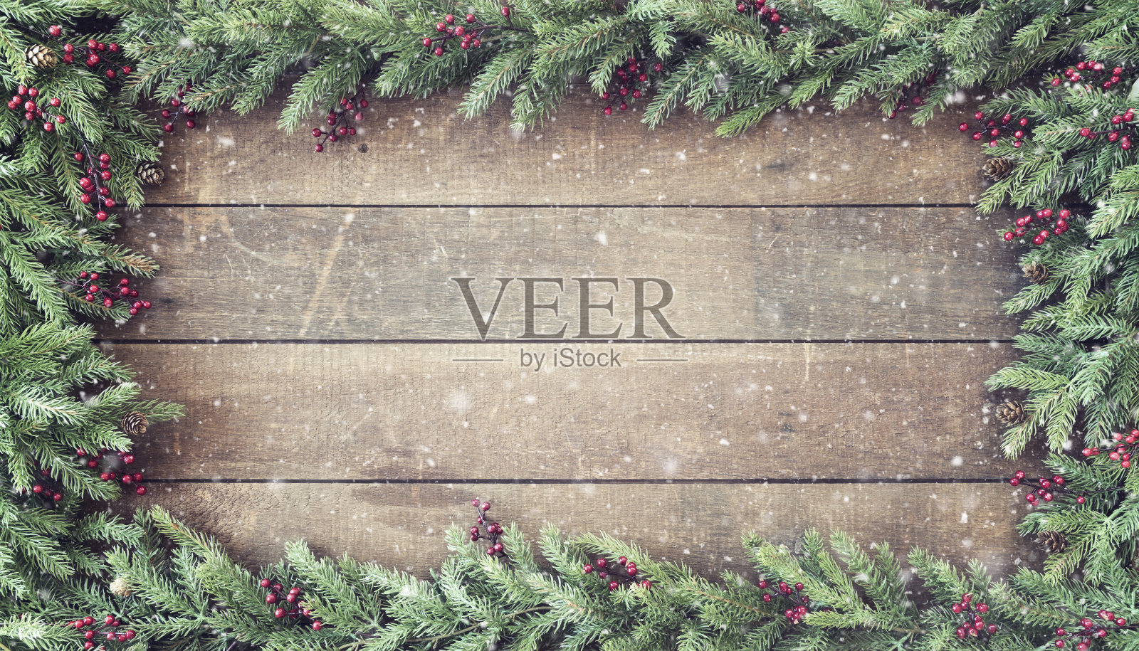 木制圣诞花环框架照片摄影图片