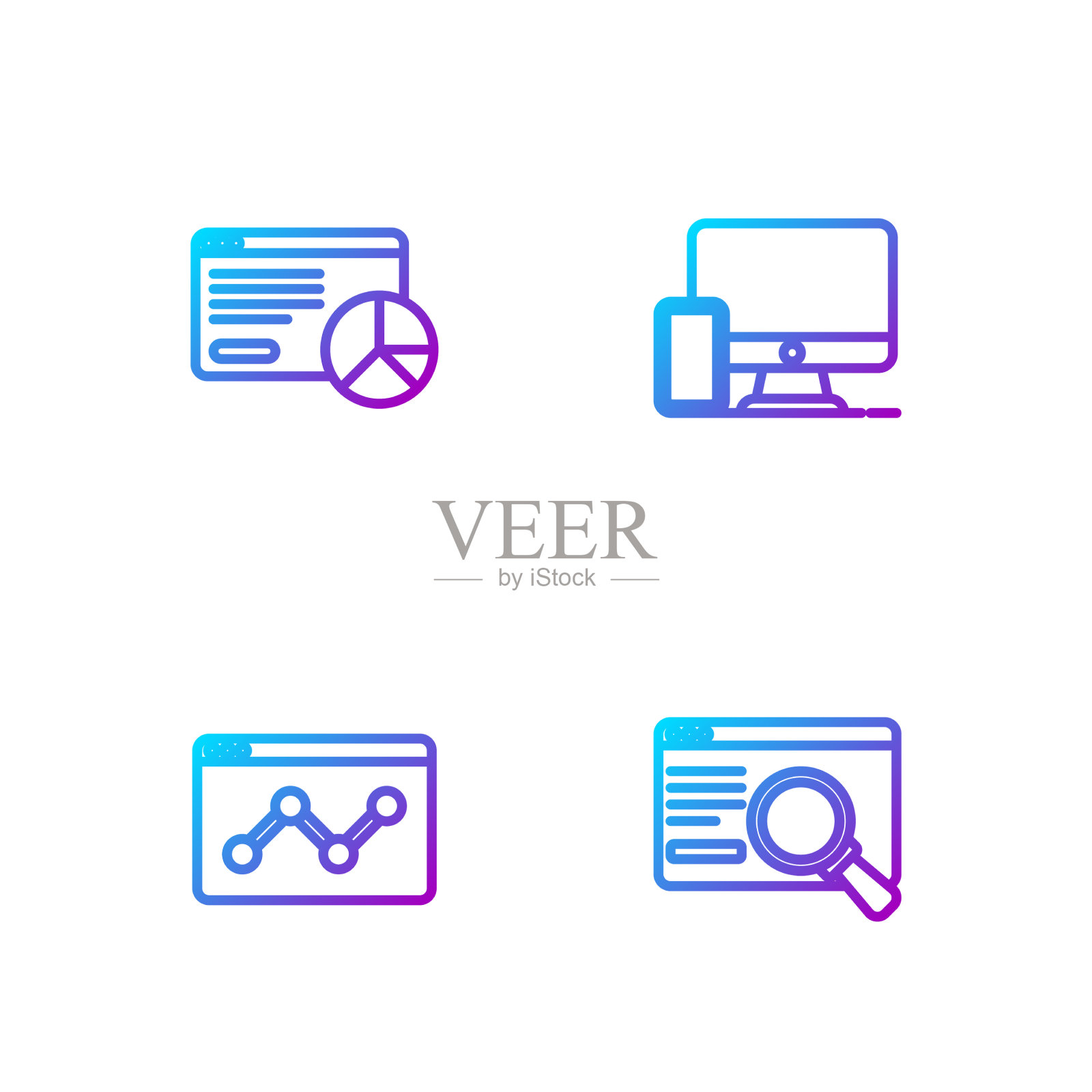 设置线UI或用户体验设计网站统计和图标素材