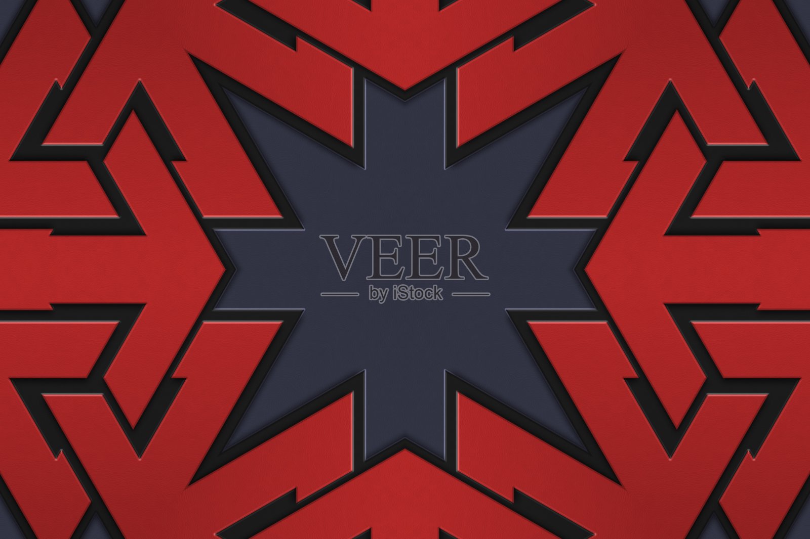 红色几何图案,北欧凯尔特风格。一个抽象的编织图案背景插图。在黑色背景上的几何图案的元素插画图片素材