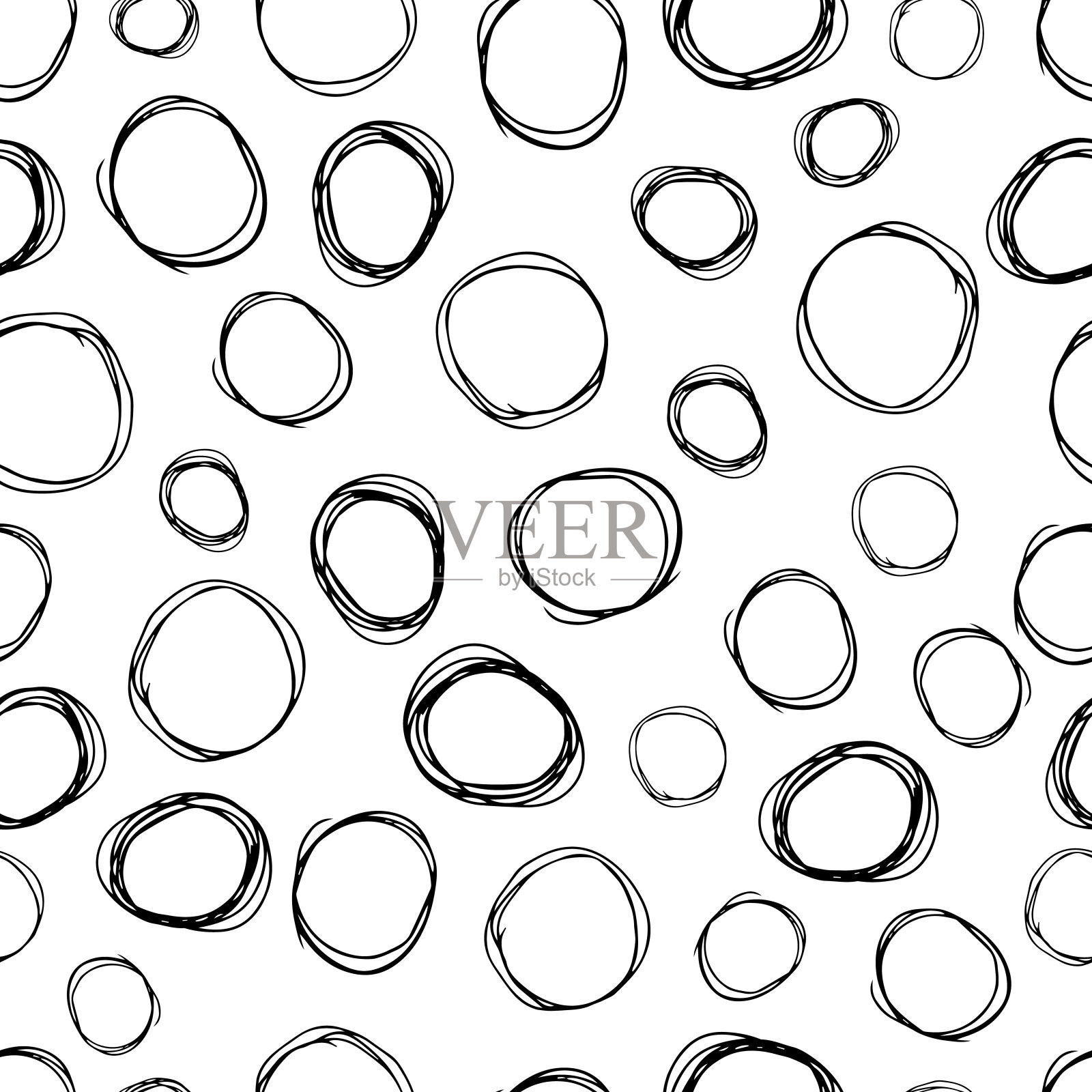 无缝模式与素描圆形形状插画图片素材