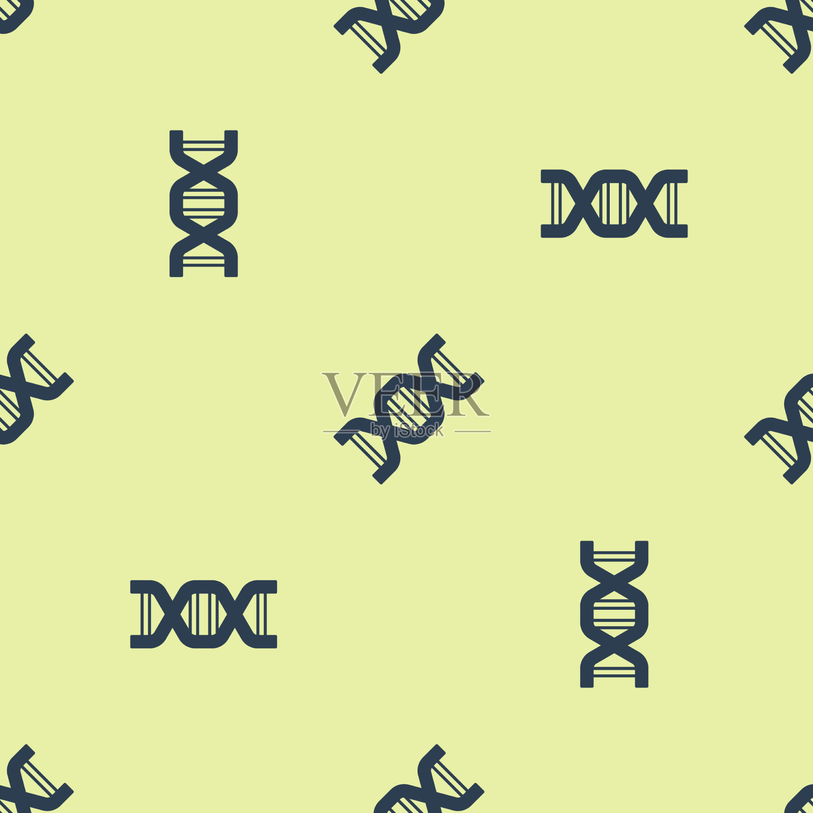 蓝色DNA符号图标分离无缝图案上插画图片素材