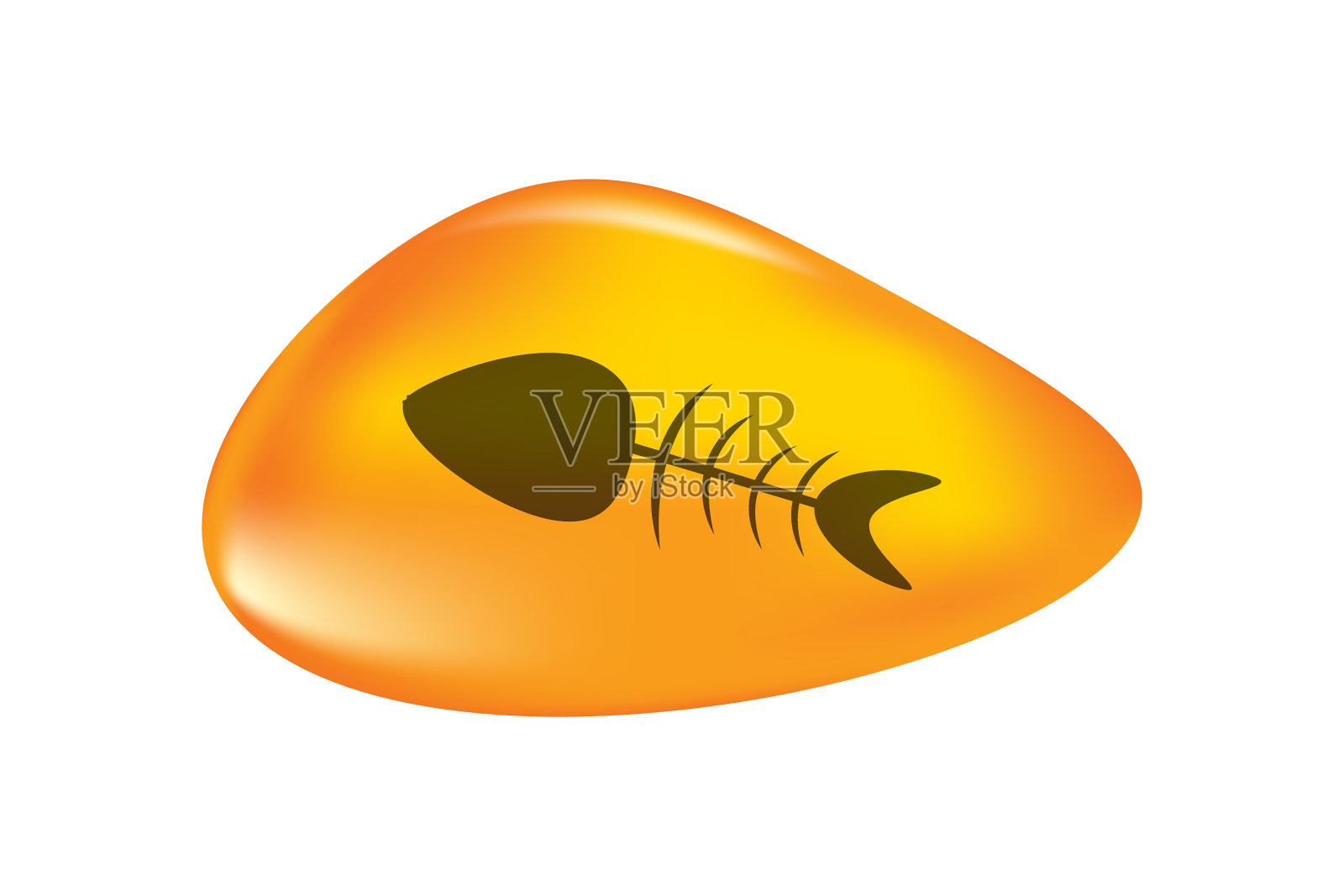 鱼骨琥珀滴插画图片素材