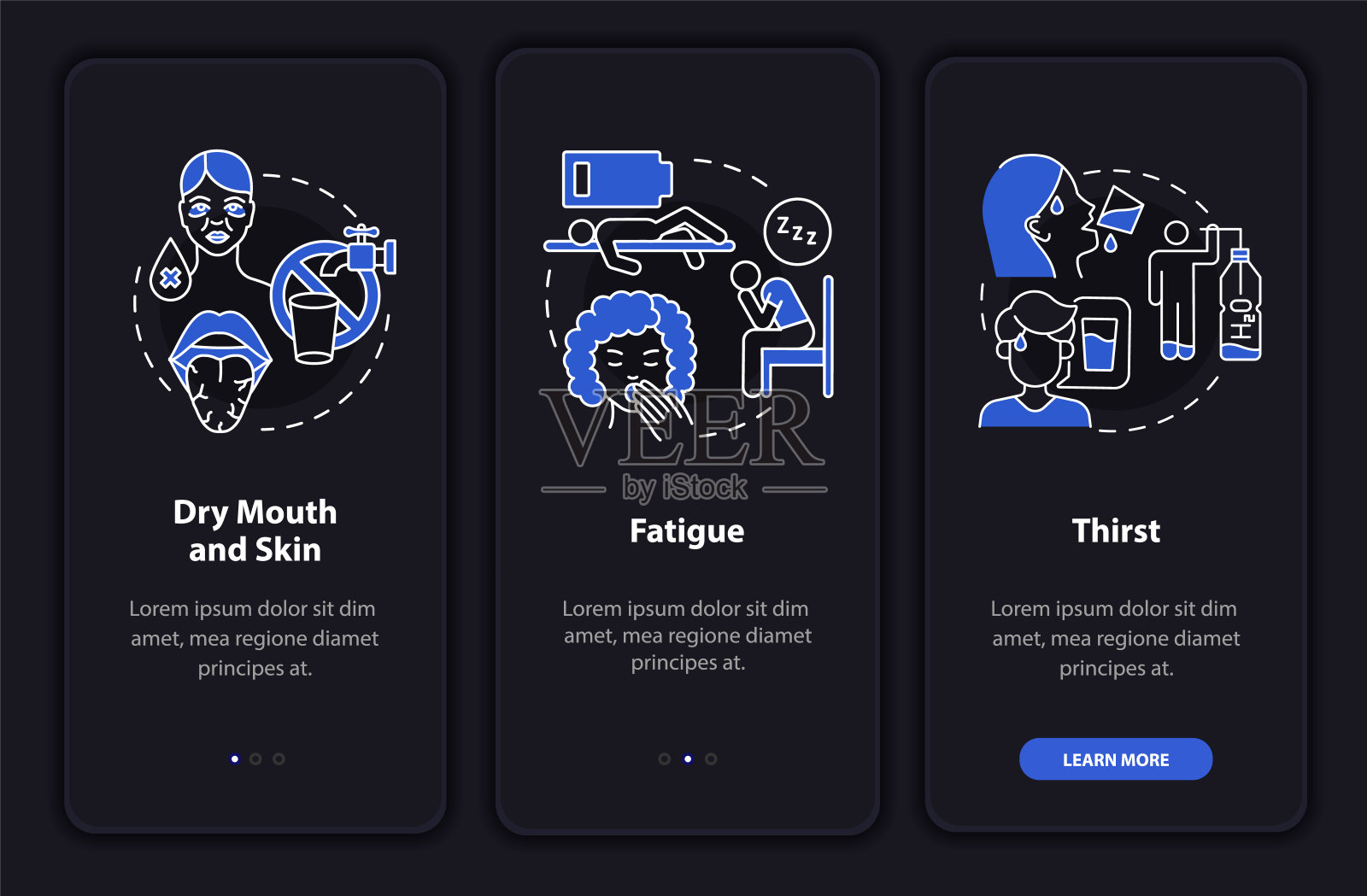 脱水症状,上车时手机app页面屏幕变暗插画图片素材