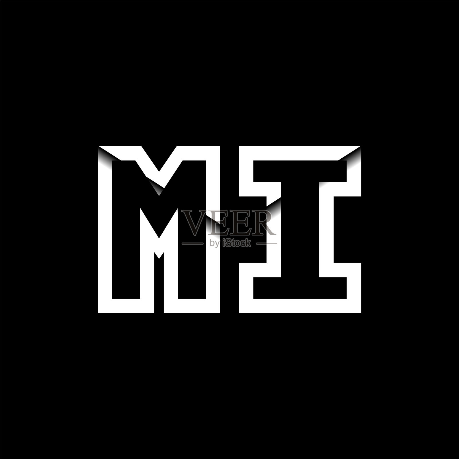 Mi字母信封造型风格插画图片素材