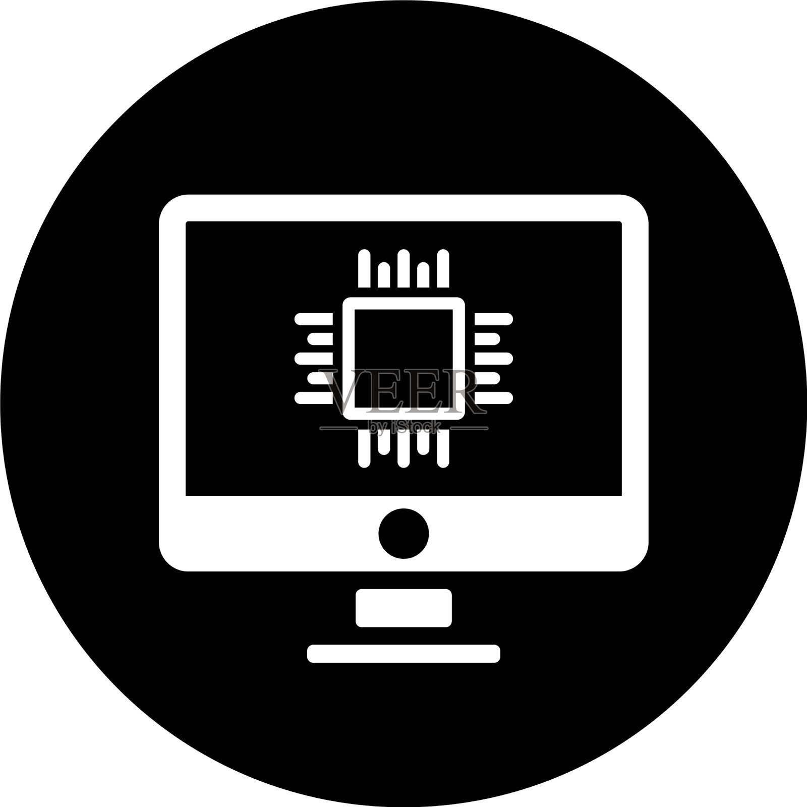 处理器CPU桌面图标黑色图形图标素材