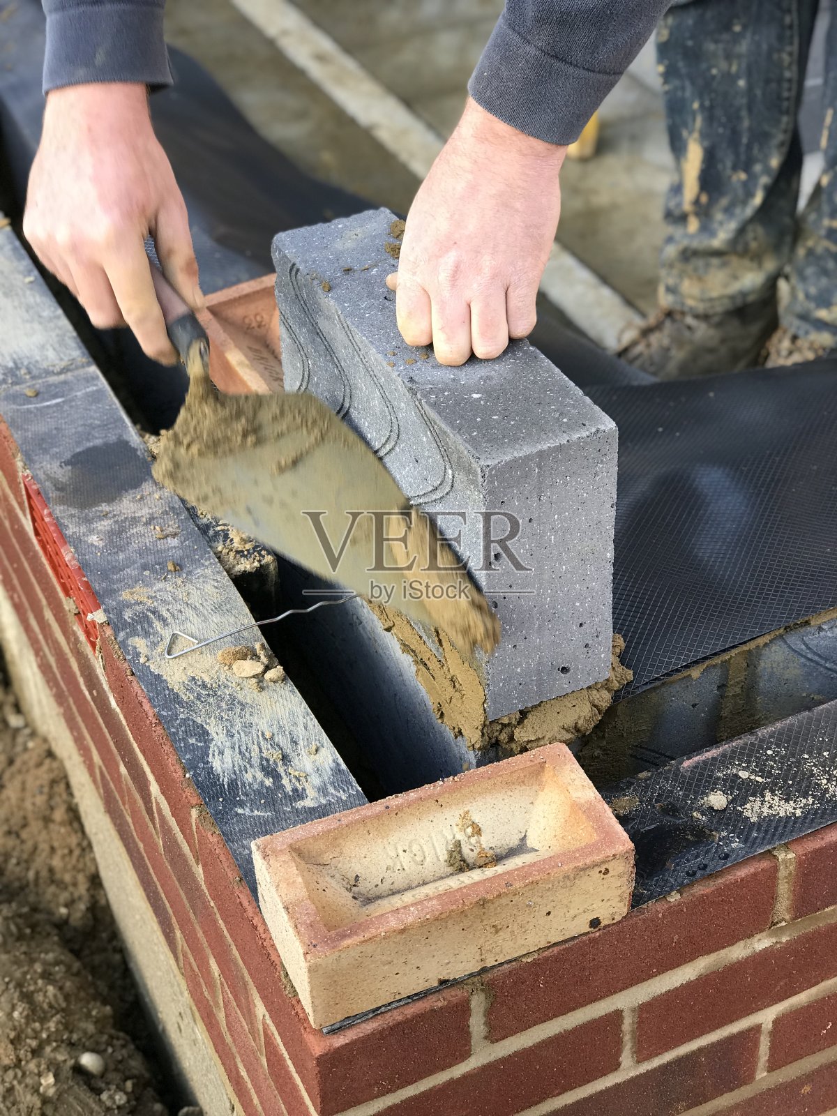 砖石砌体墙施工照片摄影图片