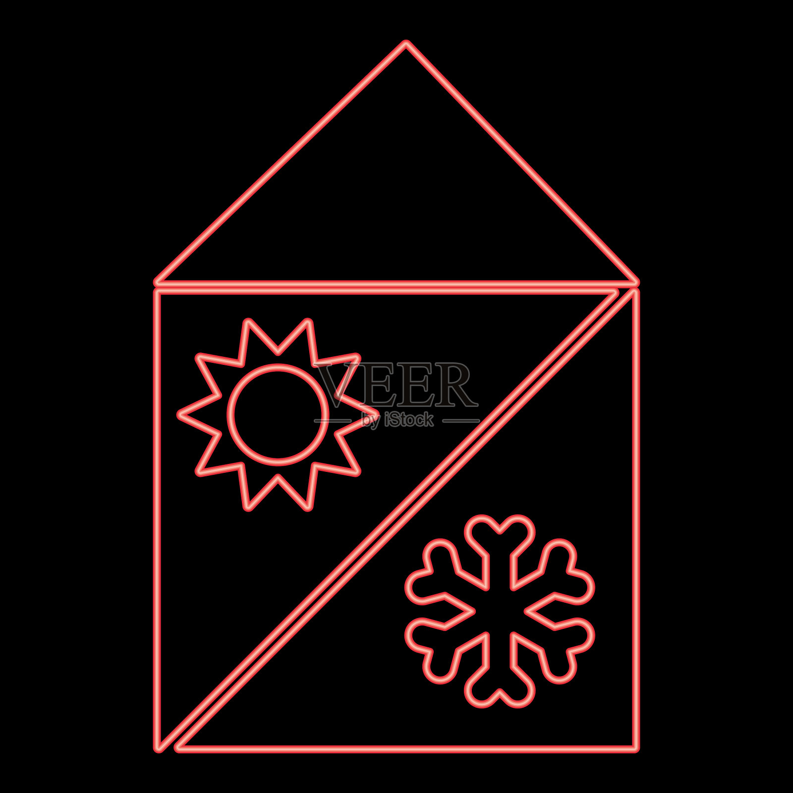 霓虹灯家庭冷暖系统红色插画图片素材