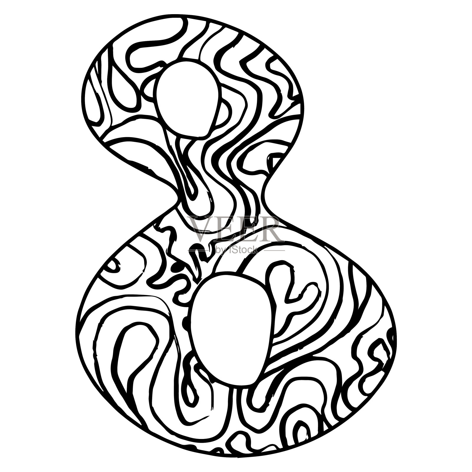 Zentangle程式化字母表-数字8插画图片素材