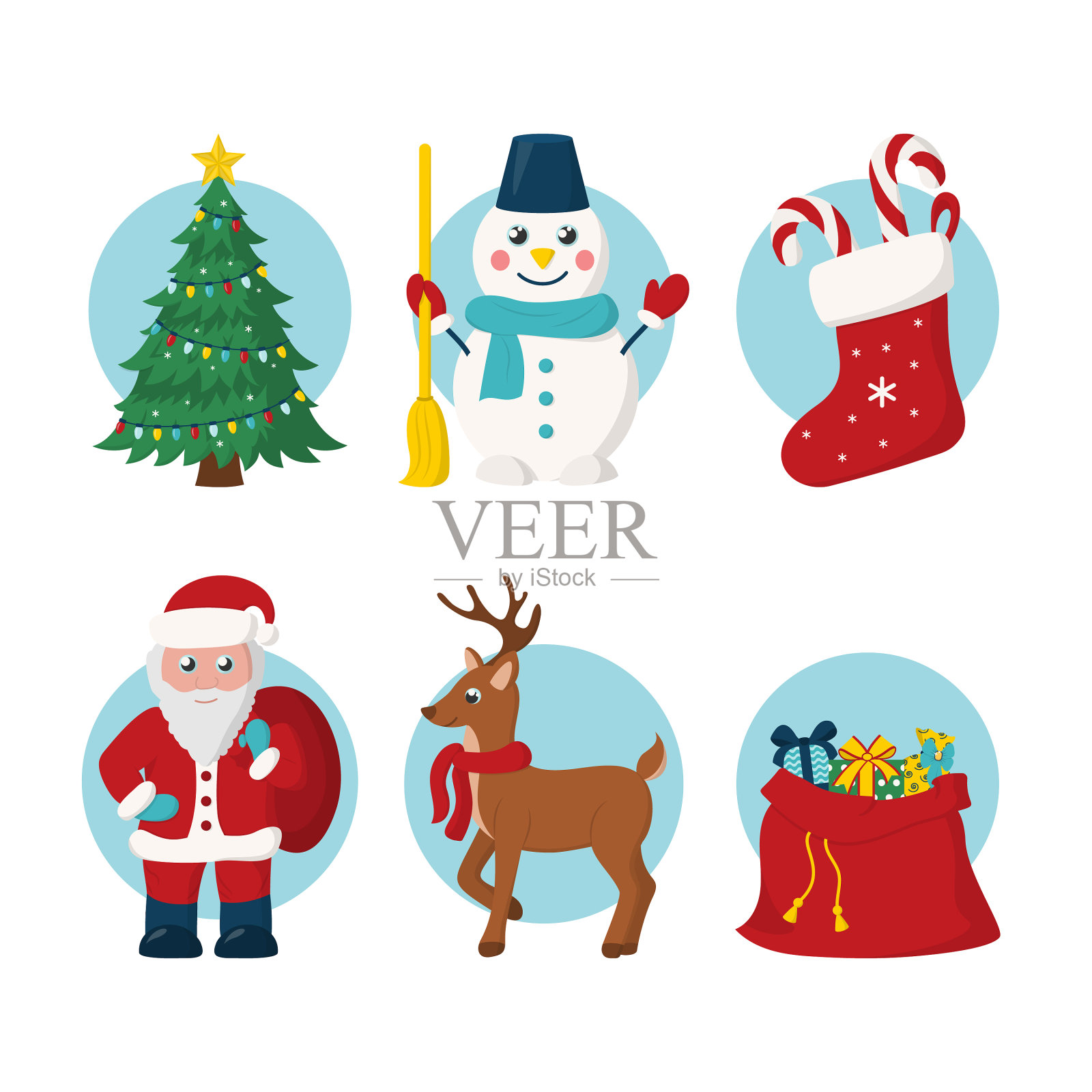 卡通圣诞物品收藏插画图片素材