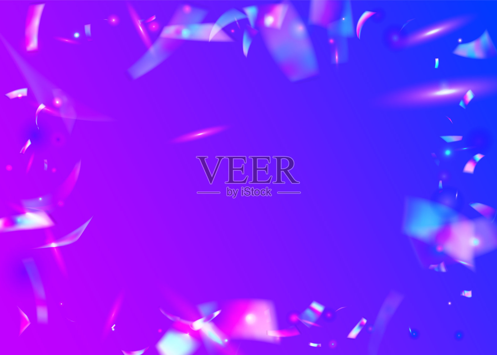 光背景。彩虹色的闪光。闪闪发光的艺术。方元素。模糊多色阳光。幻想箔。紫色闪亮的纹理。霓虹耀眼。蓝色背景插画图片素材