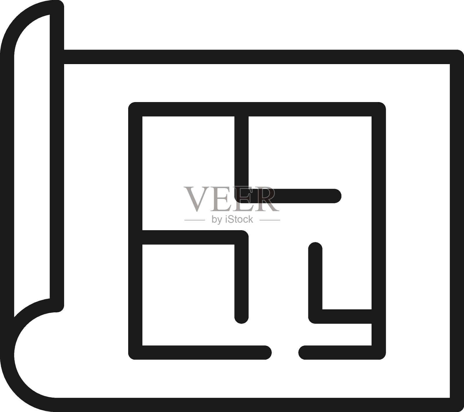 在纸上用圆形的棱角画出建筑布局的线条图标图标素材