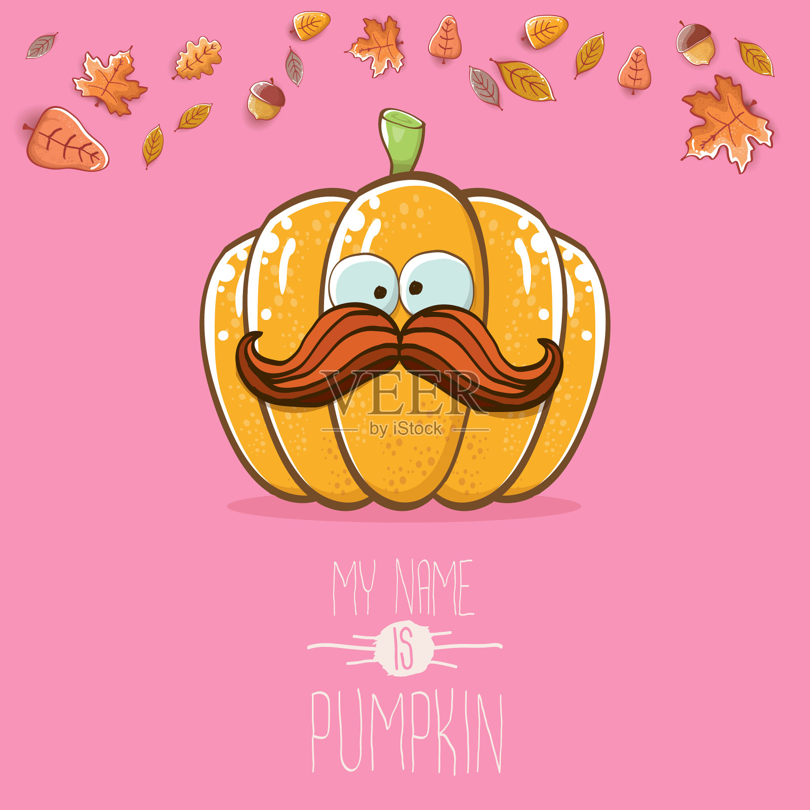 有趣的卡通可爱的橙色微笑的南瓜插画图片素材