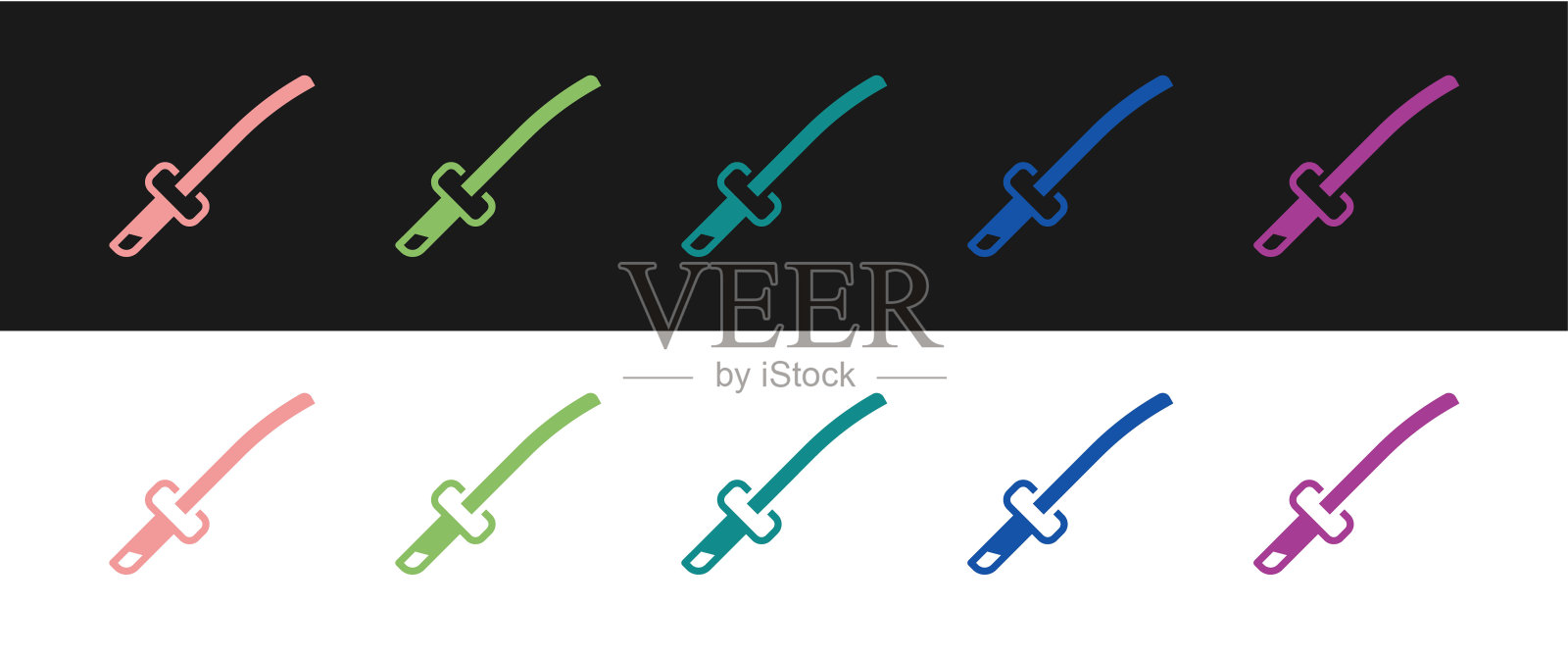 设置传统日本武士刀图标孤立在黑色和白色的背景。日本刀。向量插画图片素材