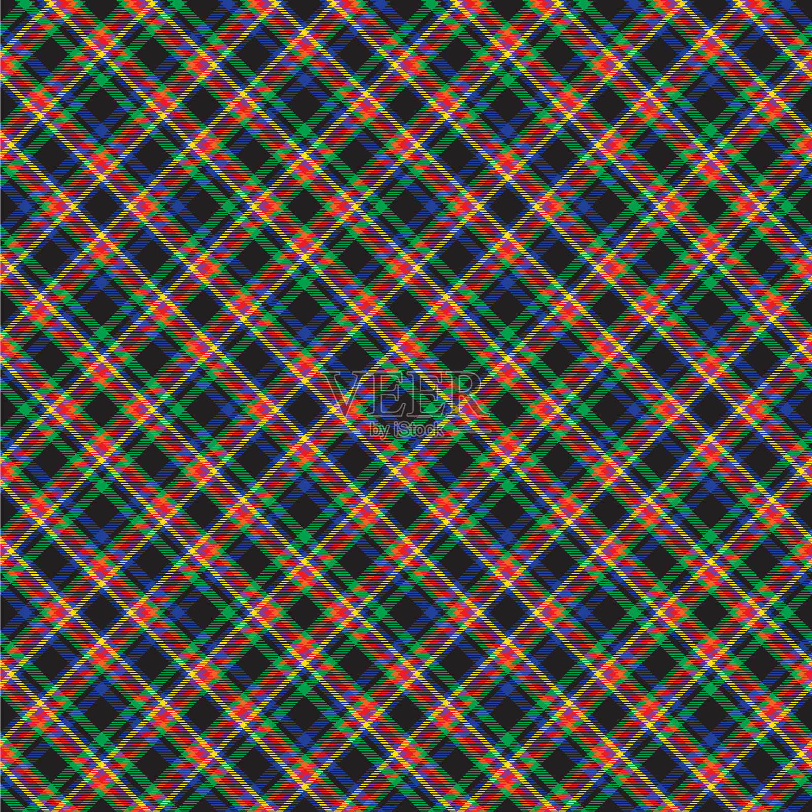 彩虹斜格子花呢纹理无缝插画图片素材