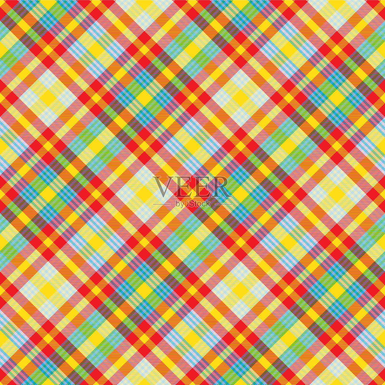 彩虹斜格子花呢纹理无缝插画图片素材