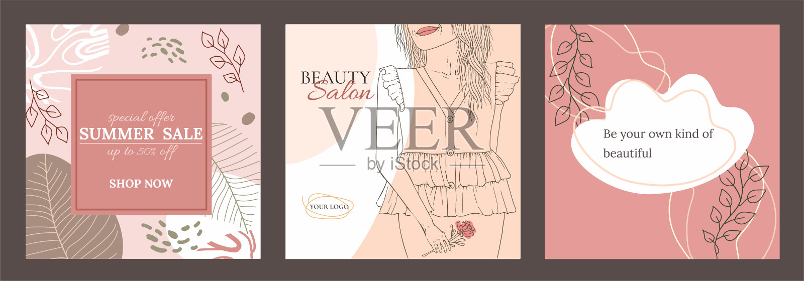 正方形背景集。波西米亚设计模板素材