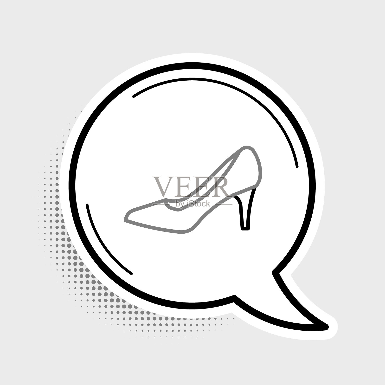 Line女士鞋与高跟鞋图标孤立在灰色背景。色彩斑斓的轮廓的概念。向量插画图片素材