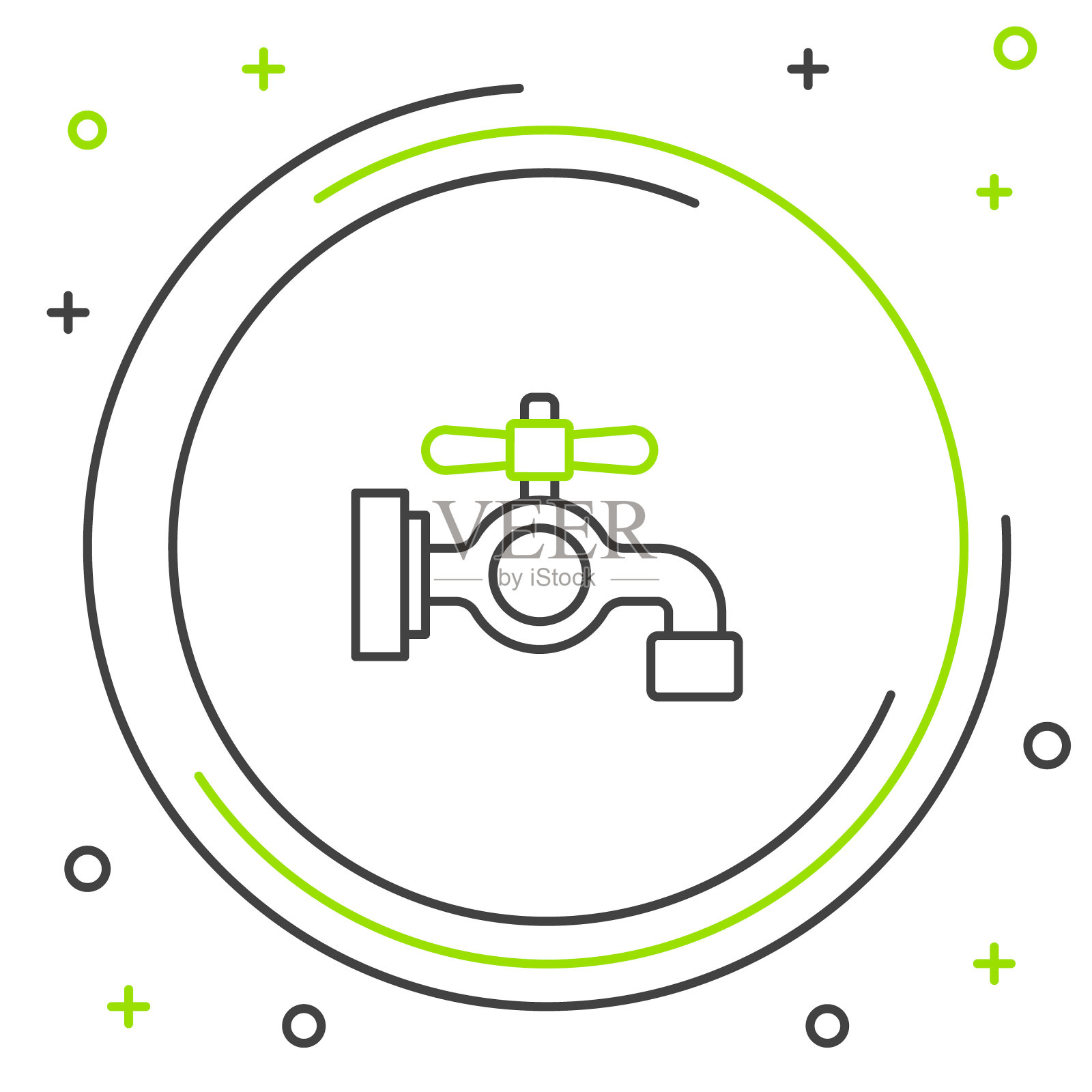 线水龙头图标隔离在白色背景。色彩斑斓的轮廓的概念。向量插画图片素材