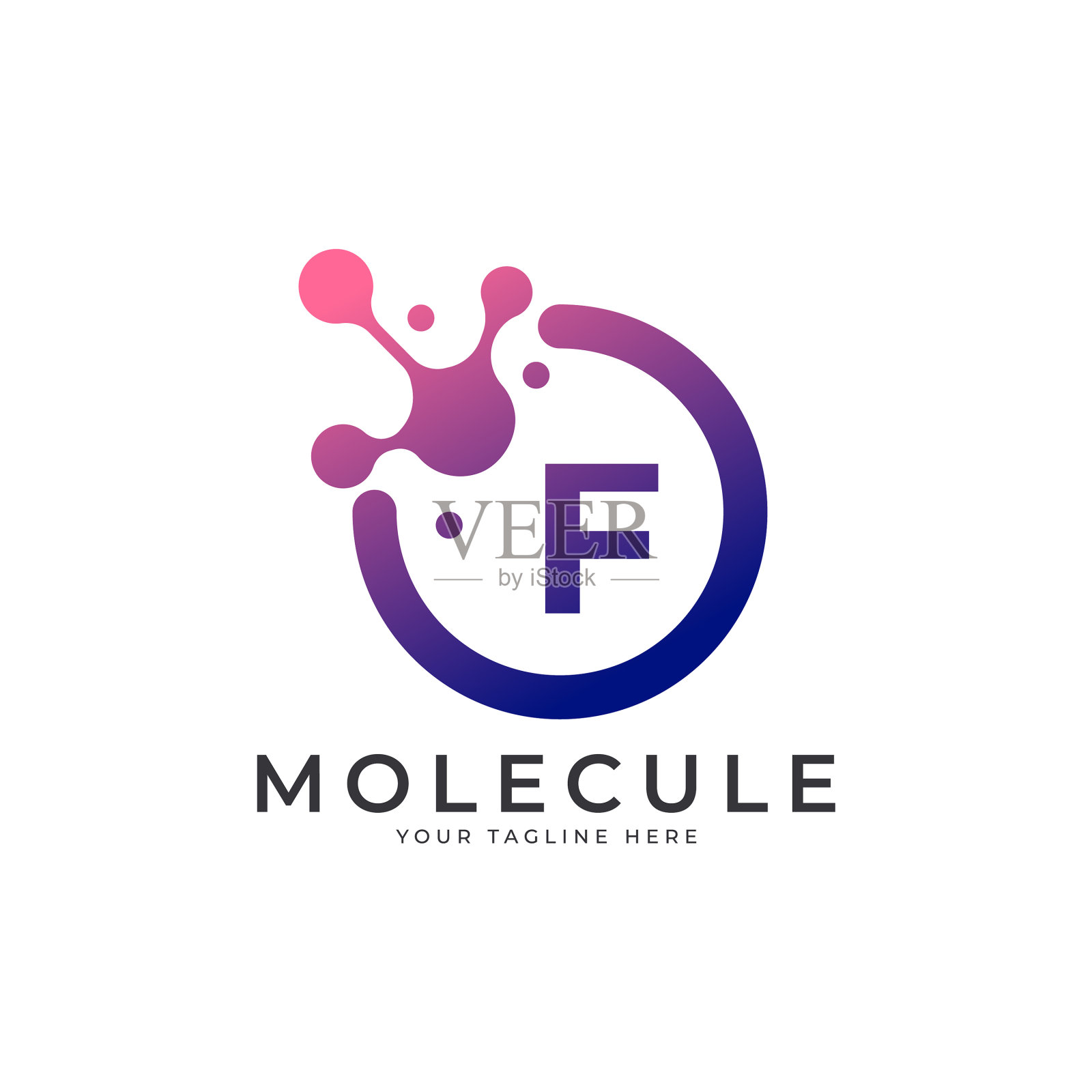 医学标志的首字母f分子标志插画图片素材