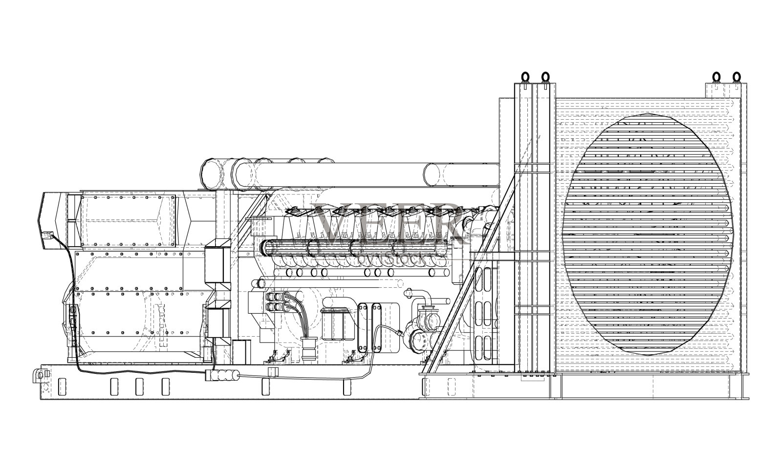 大型工业柴油发电机插画图片素材