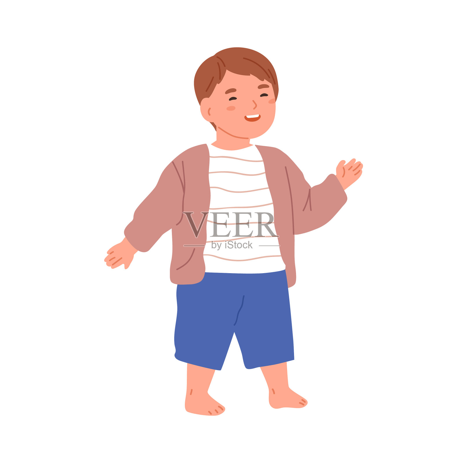 快乐的小孩子赤脚走路可爱可爱设计元素图片