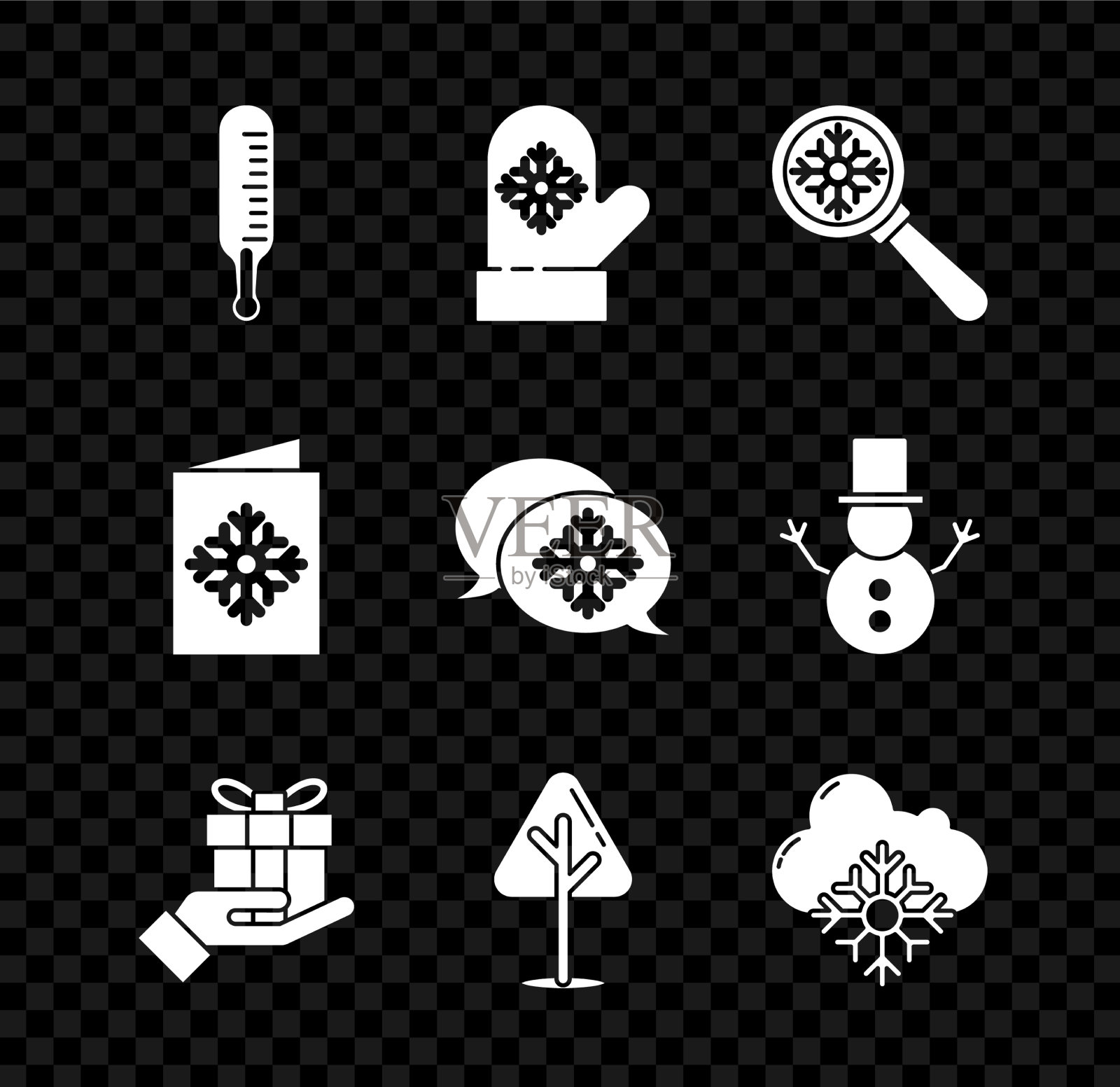 设置气象温度计测量圣诞节图标素材