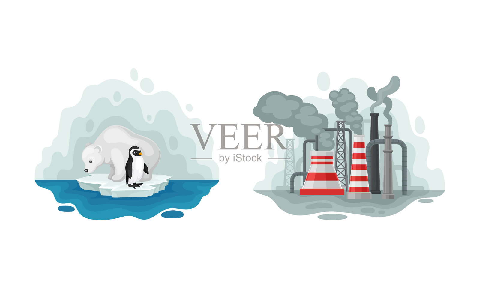 环境问题与生态问题插画图片素材