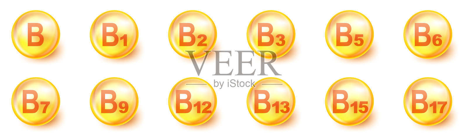 维生素圆图标组维生素b暴躁图标素材