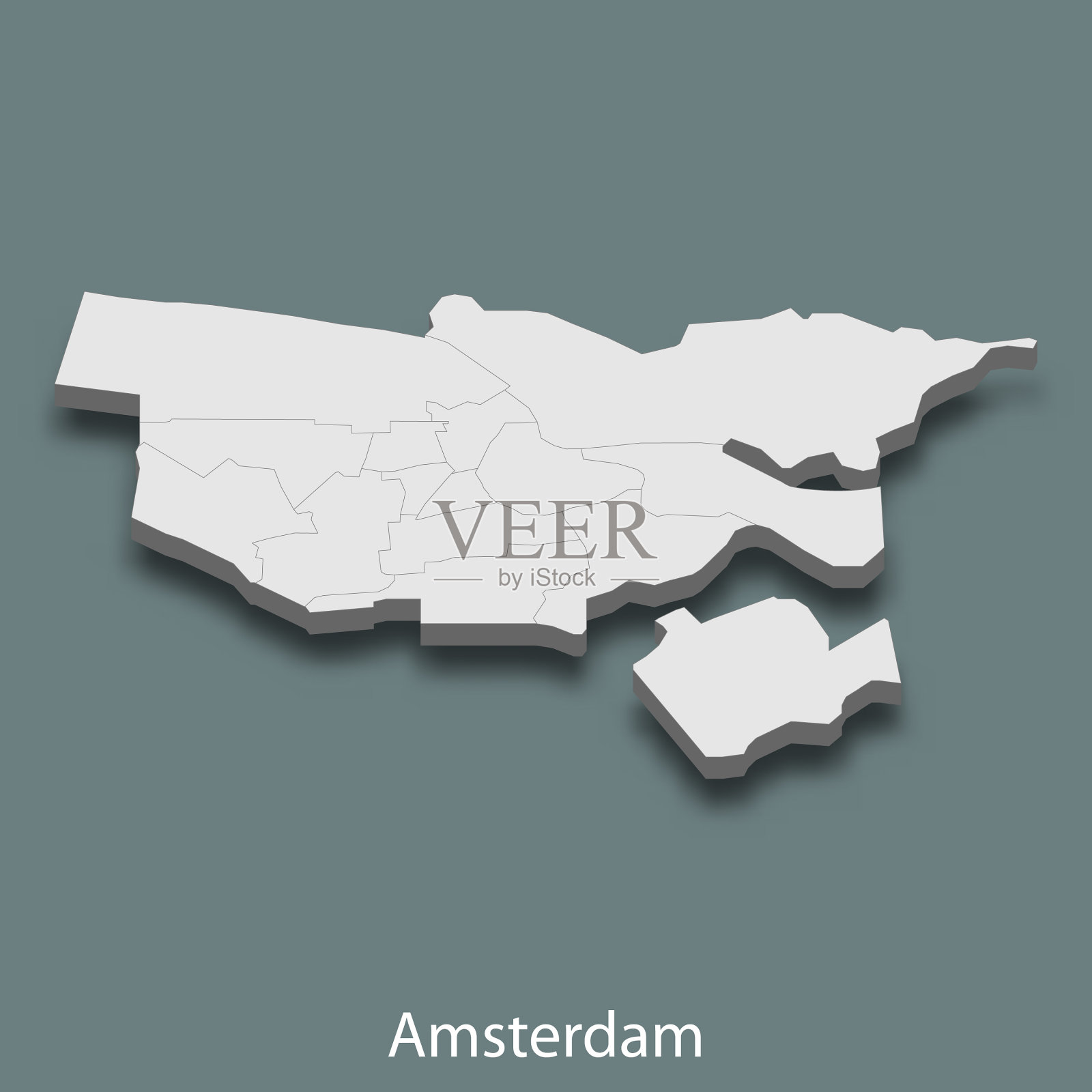 阿姆斯特丹的三维等距地图是一个城市插画图片素材