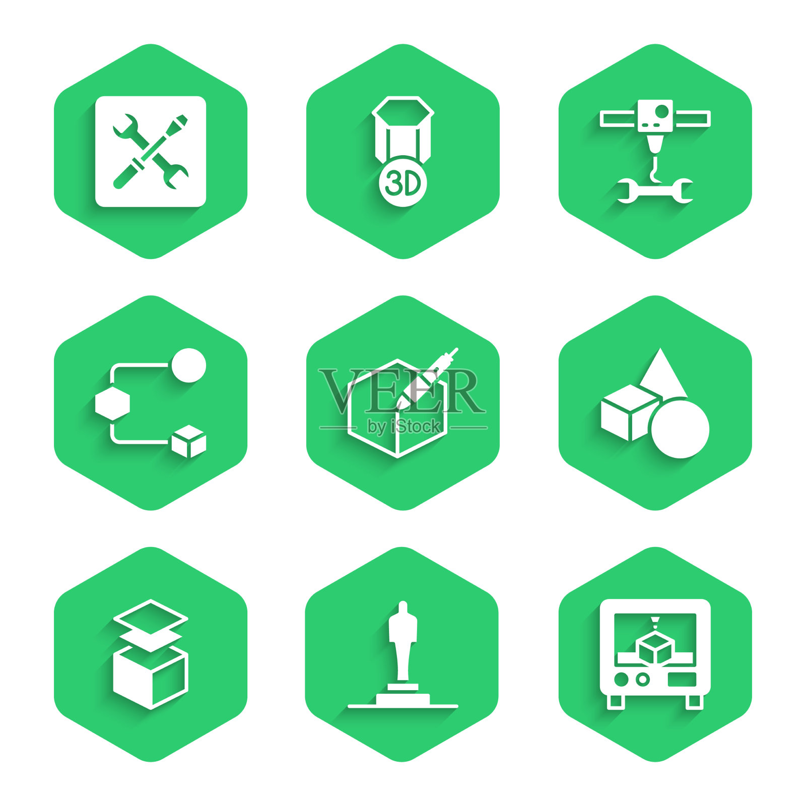 设置3d钢笔工具3d打印机模型基本几何图标素材