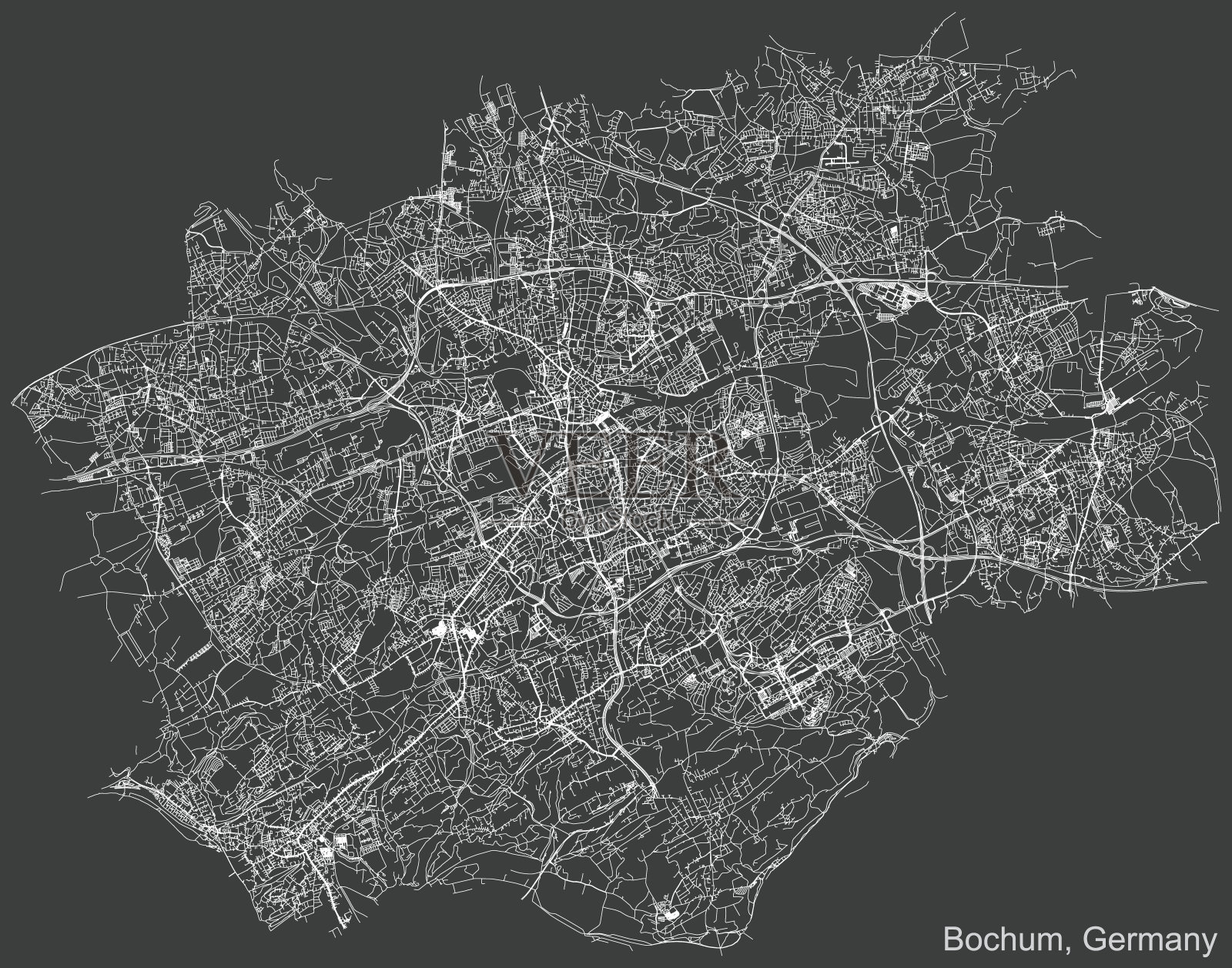 德国波鸿的街道地图插画图片素材