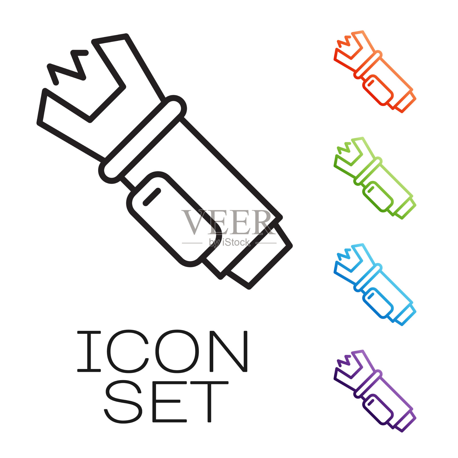 黑线警用电击器图标隔离图标素材