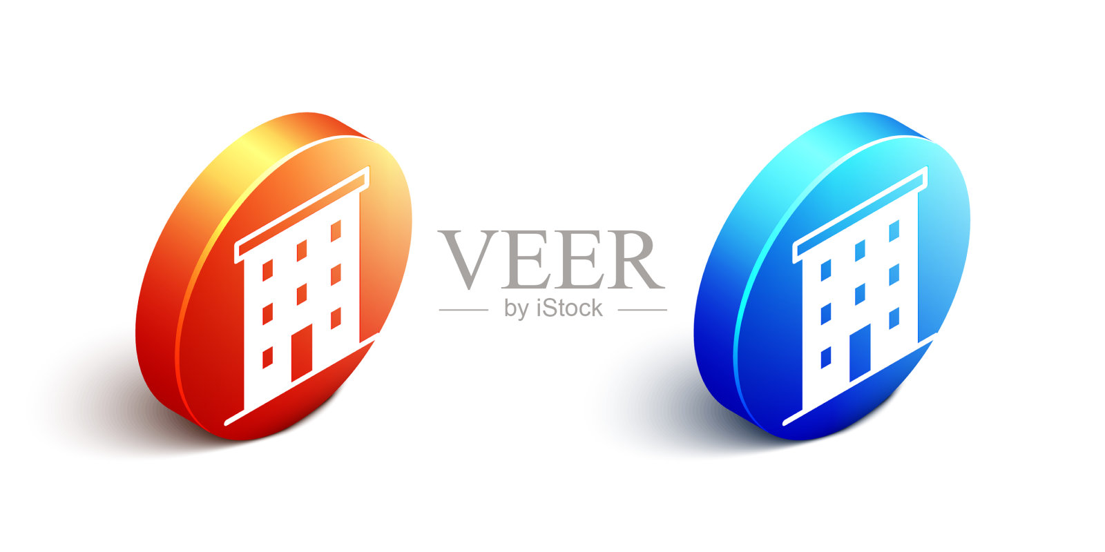 等距多层建筑图标孤立上图标素材