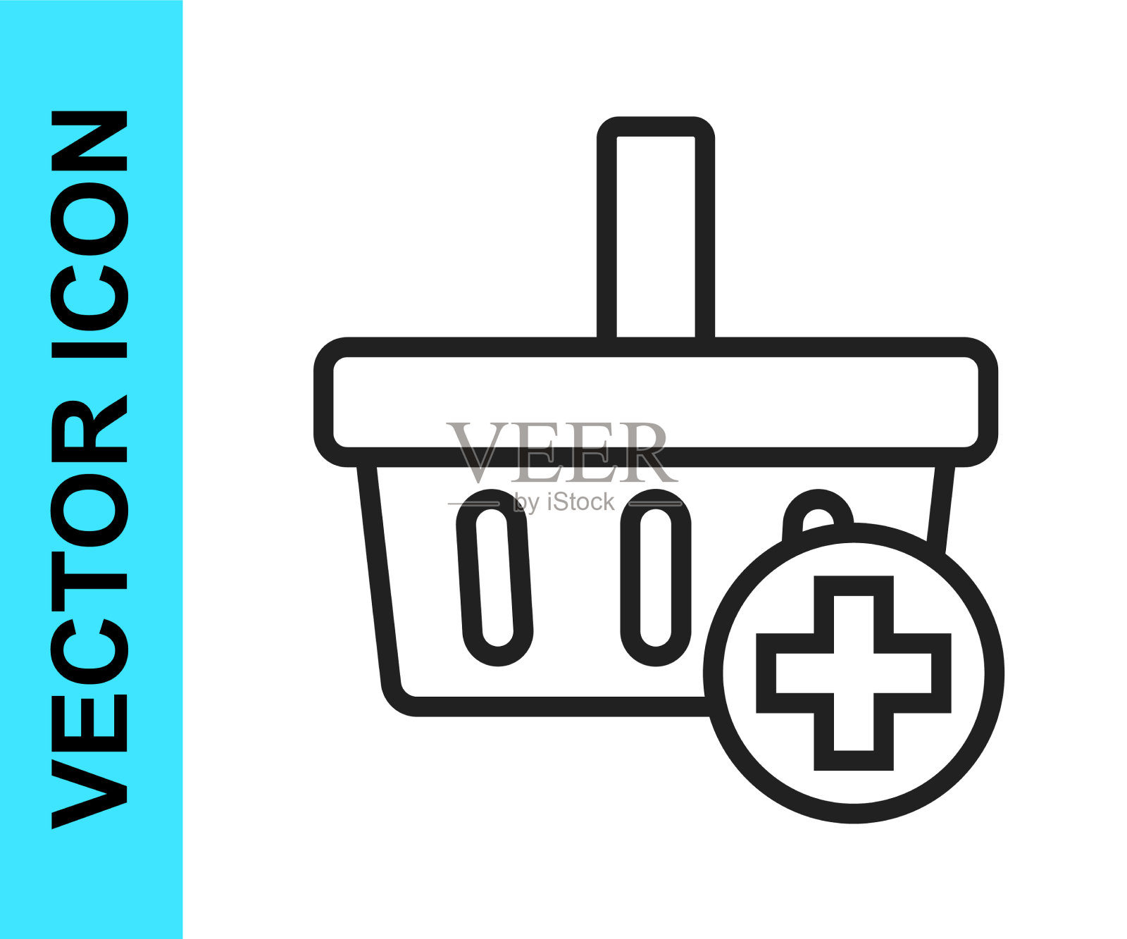 黑线添加到购物篮图标孤立上图标素材