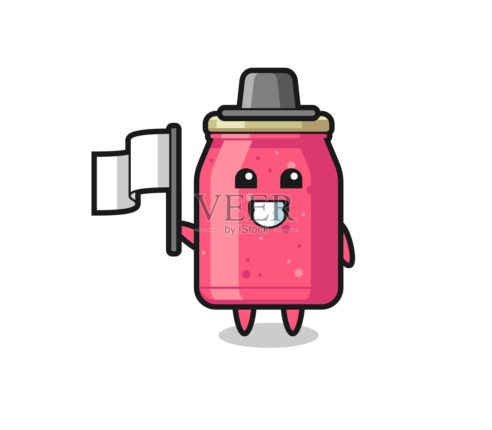 卡通人物草莓酱举旗设计元素图片