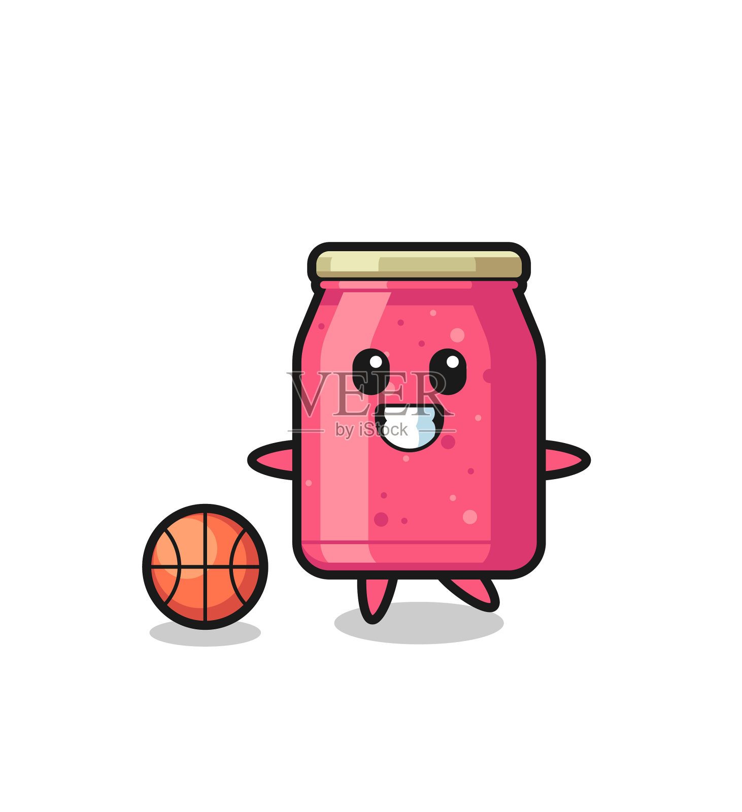 草莓酱卡通正在打篮球设计元素图片