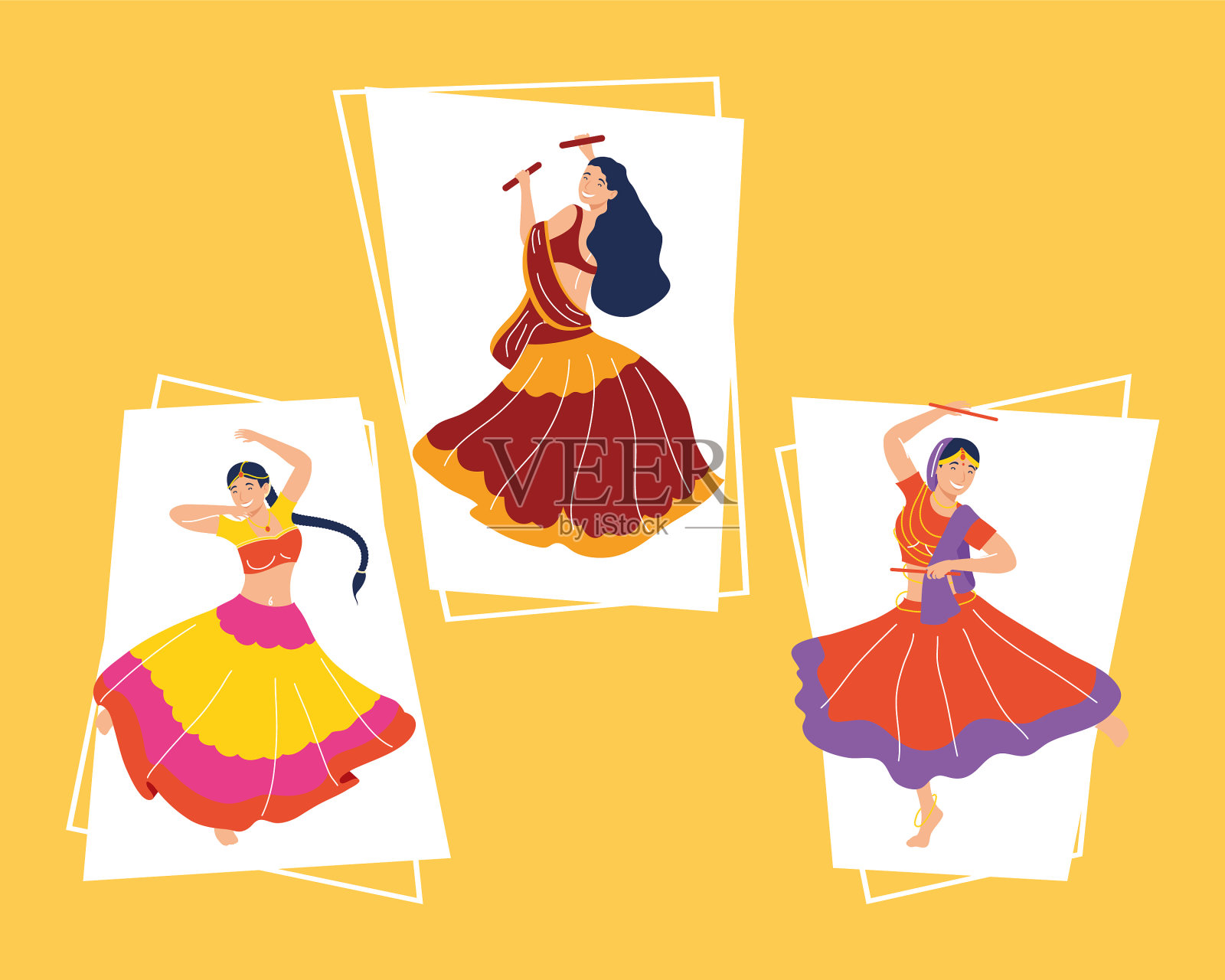 navratri女舞者插画图片素材