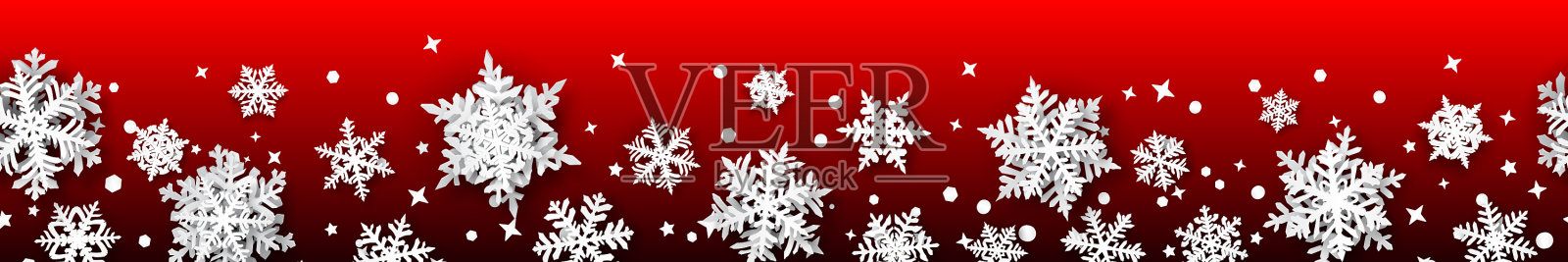 圣诞节的旗帜与纸雪花插画图片素材