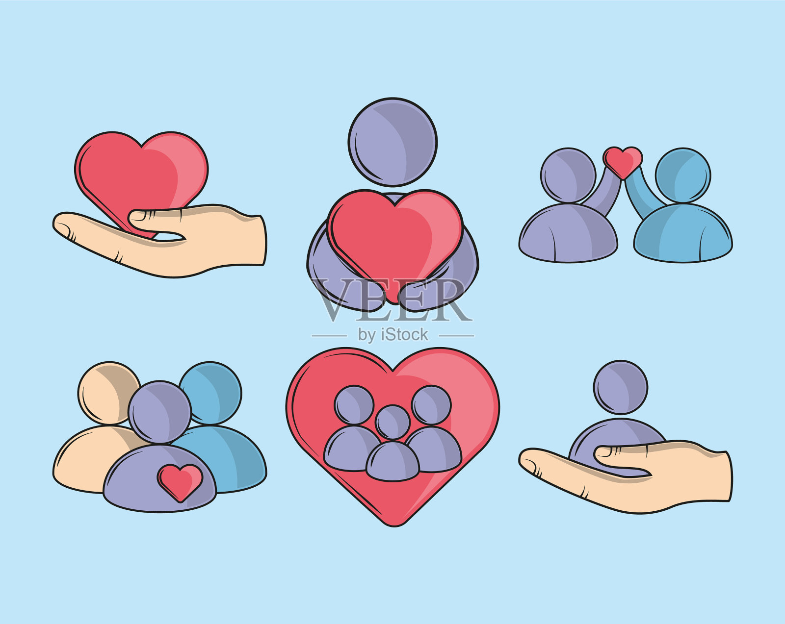 人民关怀团结插画图片素材