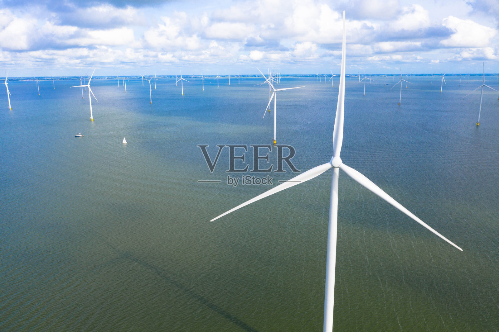 荷兰弗里斯兰风电场航拍照片摄影图片