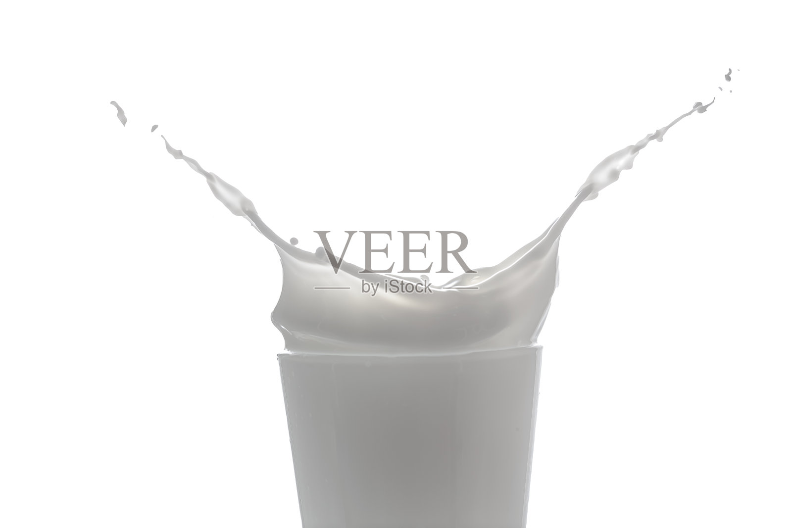 杯子里的牛奶溅起了水花。照片摄影图片