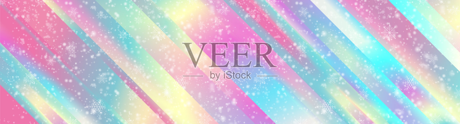 彩色全息抽象圣诞背景与雪插画图片素材