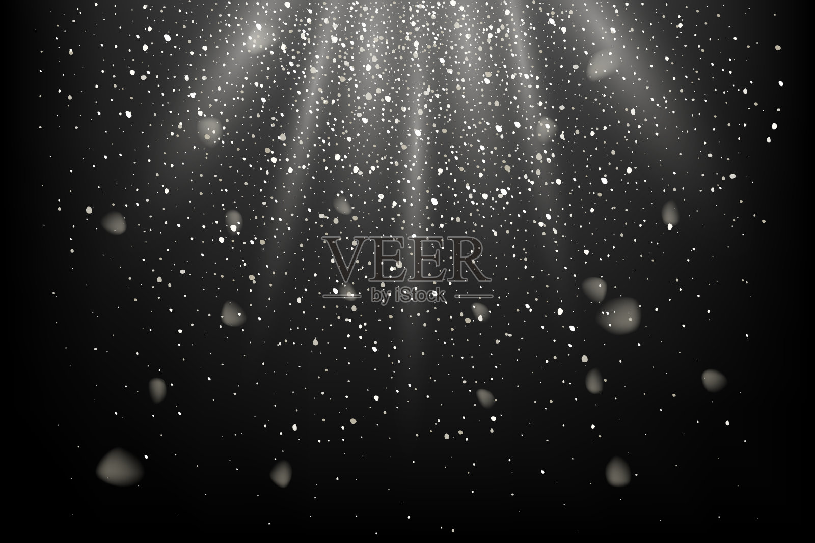 银色的闪光和闪烁在阳光的背景。白线在闪亮的光矢量插图。明亮的灰尘在黑色墙纸图案上闪闪发光。圣诞节或节日贺卡装饰插画图片素材