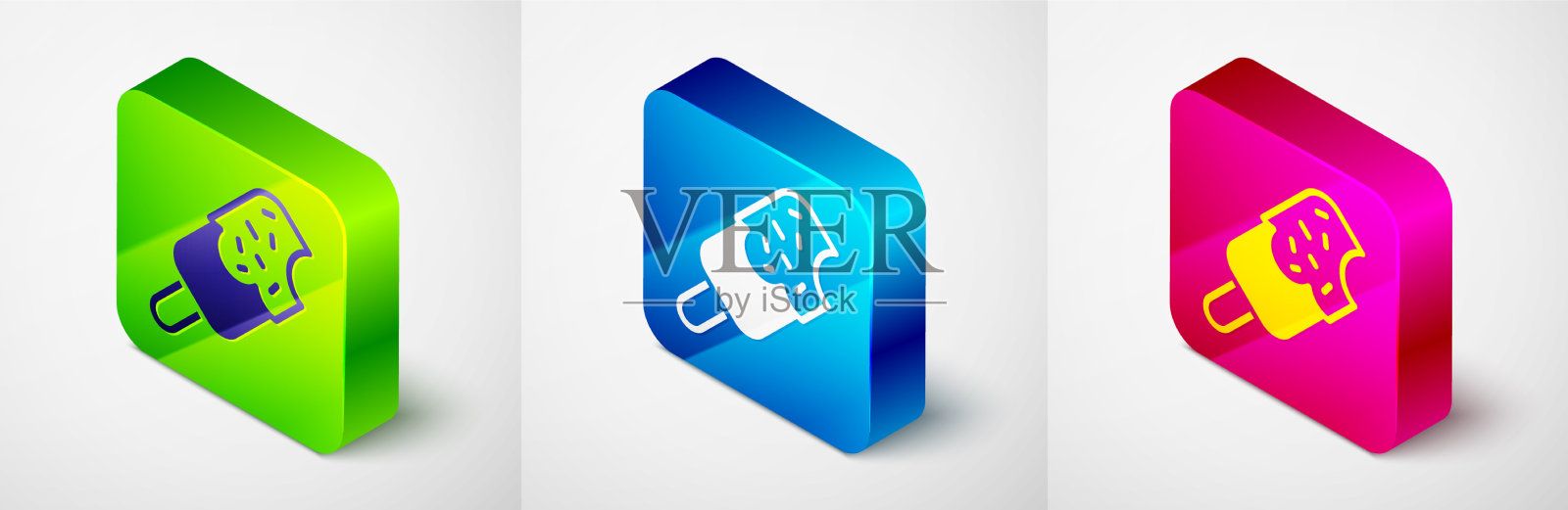 等距冰淇淋图标孤立在灰色图标素材