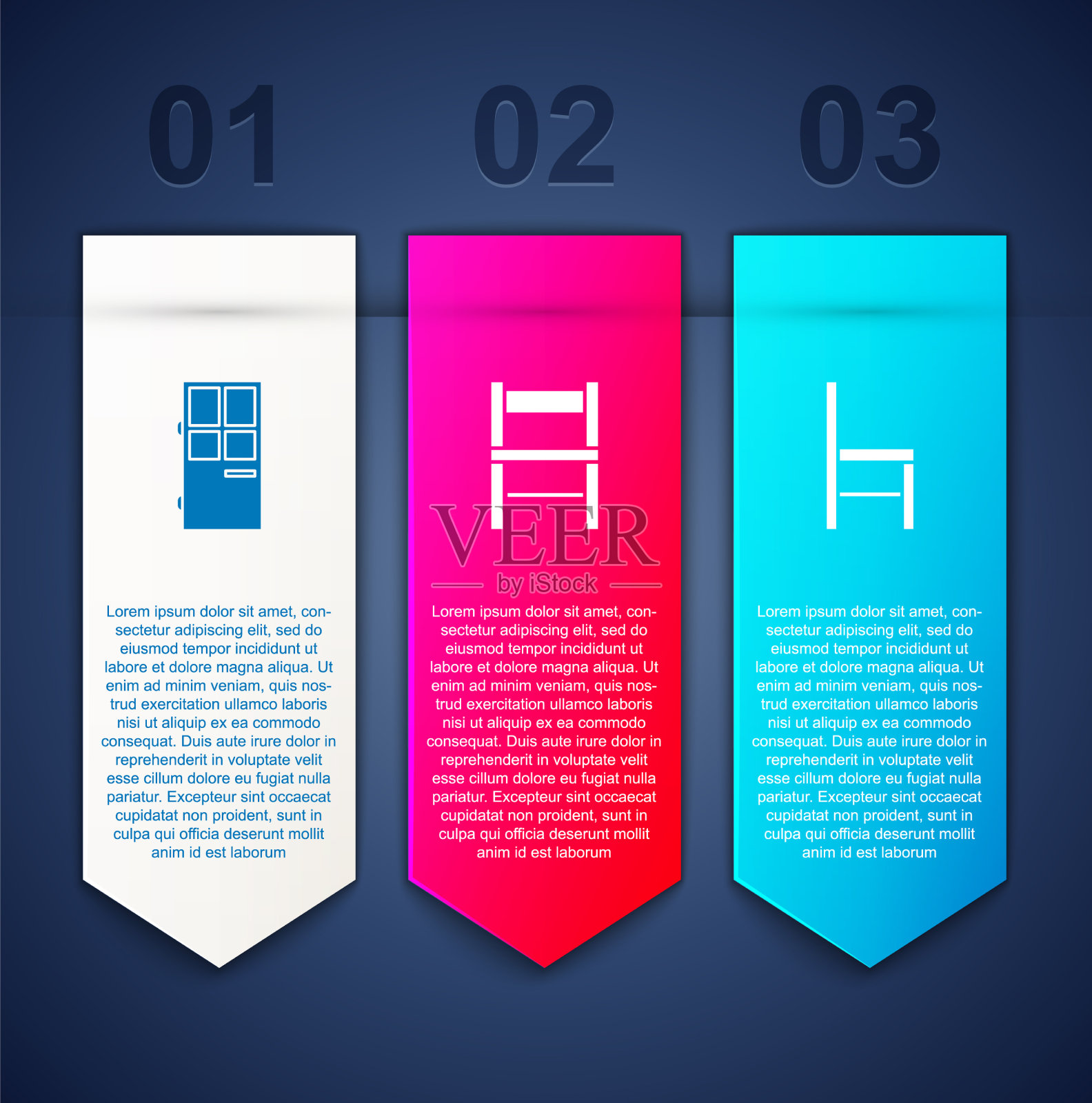 设置闭门椅和商业信息图插画图片素材