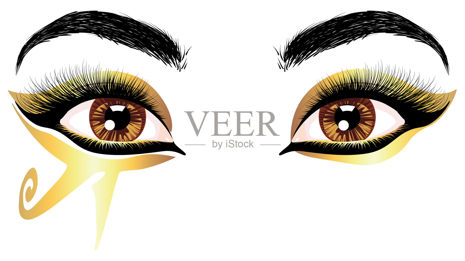 棕色眼睛配埃及妆插画图片素材